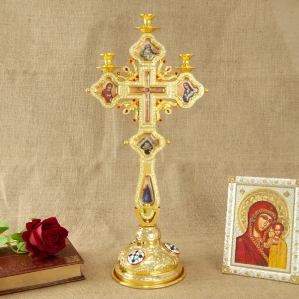 Croix de bougeoir conique en forme de croix religieuse orthodoxe, croix chrétienne de Pâques, Jésus, Nina, ufux, ci-après, porte-autel avec support – Image 7