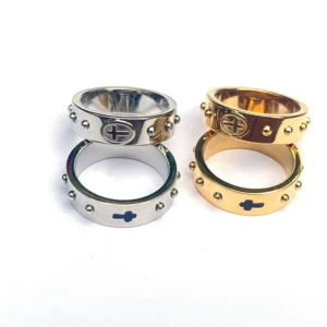 Chapelet de croix gravé en acier inoxydable, anneau de prière, de mariage sur le côté, de foi religieuse, anneau d'éternité