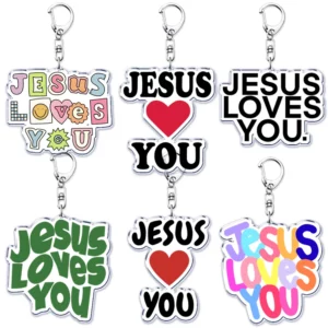 Jésus vous aime lettre porte-clés dieu chrétien Bible citation porte-clés pour accessoires sac pendentif porte-clés bijoux Fans amant cadeau