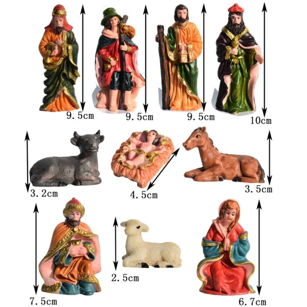 Ensemble de Figurines de la nativité du Christ, 10 pièces, décoration de scène de la nativité de noël, ornement, cadeaux artisanaux – Image 4