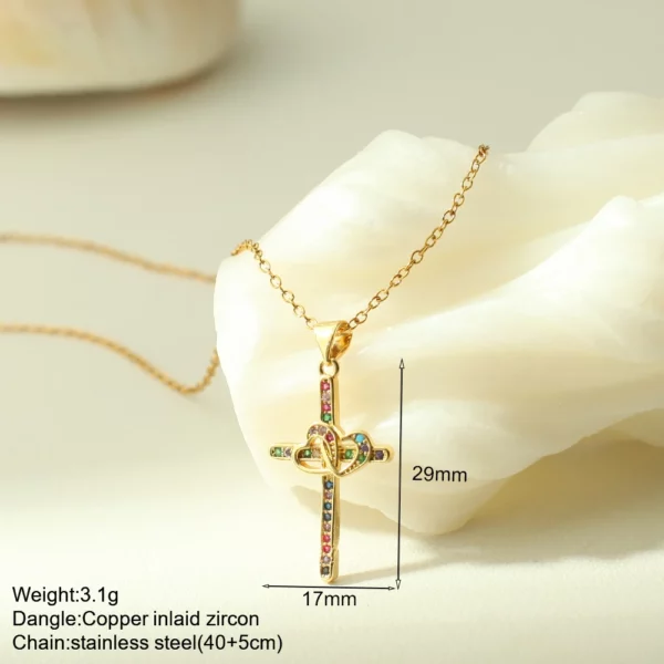 Croix Collier Pour Les Femmes Bohème Jésus Vierge Marie Choker Boho Zircon Colliers En Acier Inoxydable Longue Chaîne Nouveau Dans le cou Bijoux – Image 23