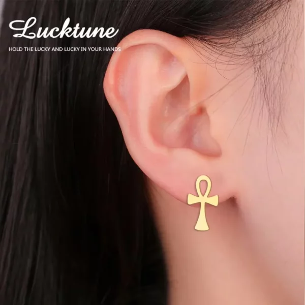 Lucktune Ankh croix amulette égyptienne collier en acier inoxydable clé de la vie symbole Crucifix pendentif collier femmes Religion bijoux – Image 17
