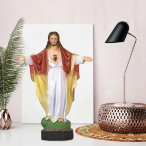 Figurines de jésus en résine, Sculpture décorative de 30cm, Figurine de sauveur peinte, Statue catholique pour la maison, le bureau, le salon, la cheminée