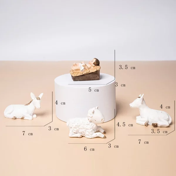 1 ensemble de Figurines de crèche de jésus de noël, accessoires de décoration pour la maison, bureau, sainte famille, ornements de bureau en résine – Image 5