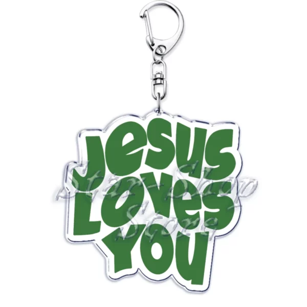 Jésus vous aime lettre porte-clés dieu chrétien Bible citation porte-clés pour accessoires sac pendentif porte-clés bijoux Fans amant cadeau – Image 18
