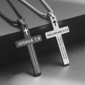 Collier Hombre en acier inoxydable, verset de la Bible, collier avec croix de jésus, accessoires pour hommes, bijoux spirituels, 1 pièce