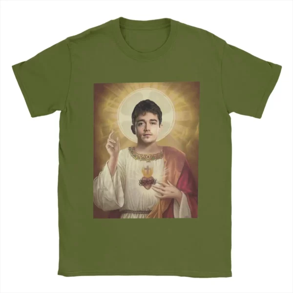 Charles Leclerc jésus t-shirts hommes 100% coton T-Shirt drôle col rond T-Shirt à manches courtes hauts cadeau d'anniversaire – Image 7