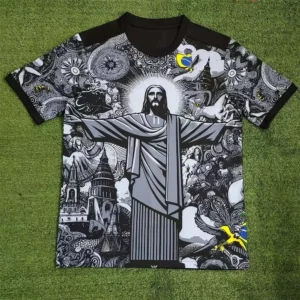 Haut d'entraînement de Football d'été, édition spéciale brésilienne, maillot de Football jésus noir gris, t-shirts d'extérieur à séchage rapide pour enfants et adultes