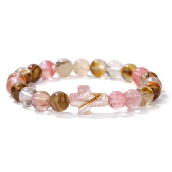 Croix opale pierre perles Bracelets pour Femme hommes prière Protection âme énergie guérison Quart Bracelet Yoga bijoux Homme Pulsera – Image 9