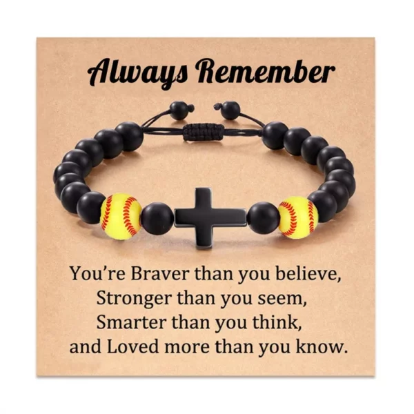 Bracelets de Prière en Pierre Naturelle pour Adolescent, Croix de Baseball, Basket-ball, Football, Idées avec Message, Carte Cadeau – Image 25