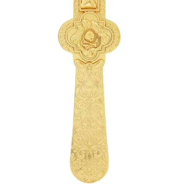 Croix de jésus orthodoxe Croix orthodoxe à main 8,5 pouces en alliage de zinc croix dorée culte prière baptême orthodoxe – Image 12