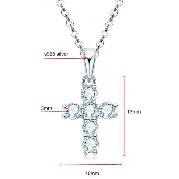 Serenity – collier croix Moissanite couleur D, 2mm, pour femmes et hommes, en argent Sterling S925, pendentif jésus scintillant, chaîne de cou, anniversaire – Image 7