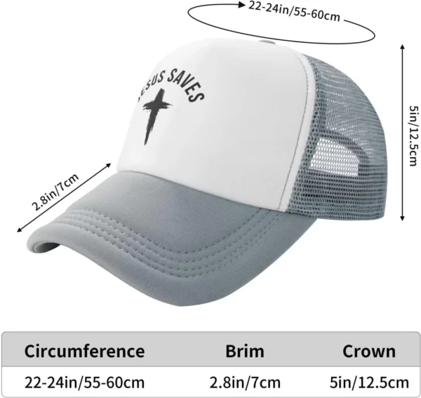 Casquette de baseball en maille pour hommes et femmes, chapeau de camionneur, Snapback noir, drôle, Jésus sauve la croix, dieu chrétien, foi, américains – Image 12