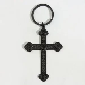 Porte-clés croix fleur noire, jésus, foi, Souvenir, cadeaux pour femmes et hommes, bijoux Punk simples faits à la main