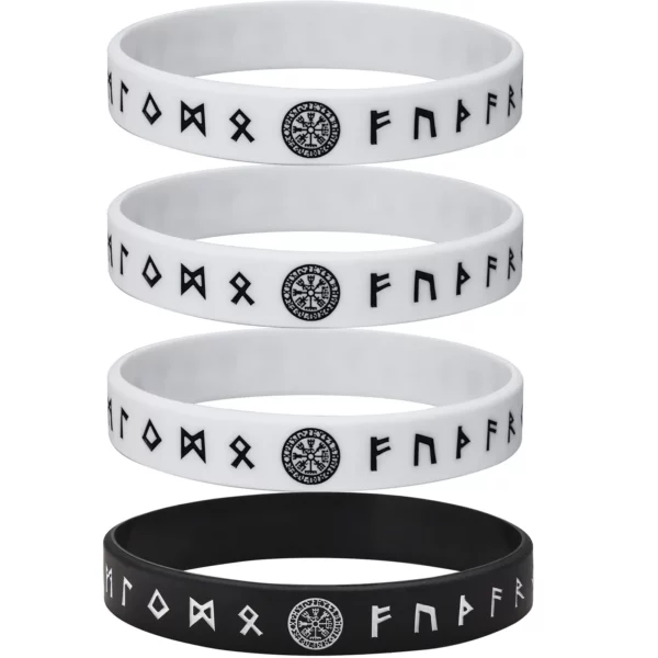 Vnox – Bracelet en Silicone pour hommes, 12mm, Bracelet en caoutchouc souple, boussole Viking nordique Rune Almut, ensemble de bracelets – Image 10