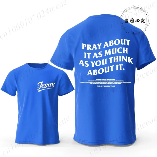 Croyez la croix jésus graphique créatif hommes T-shirts mode été esthétique T-shirts décontracté à manches courtes t-shirt hauts chrétiens – Image 22