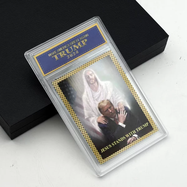 Carte de note en papier Donald Trump 2024, président américain, supports de jésus avec Trump Make America Great Again, cadeau de Collection de cartes à collectionner – Image 8