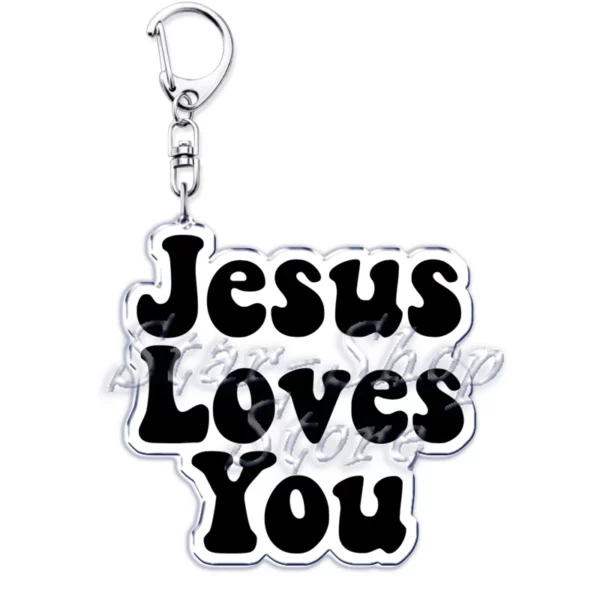 Jésus vous aime lettre porte-clés dieu chrétien Bible citation porte-clés pour accessoires sac pendentif porte-clés bijoux Fans amant cadeau – Image 20