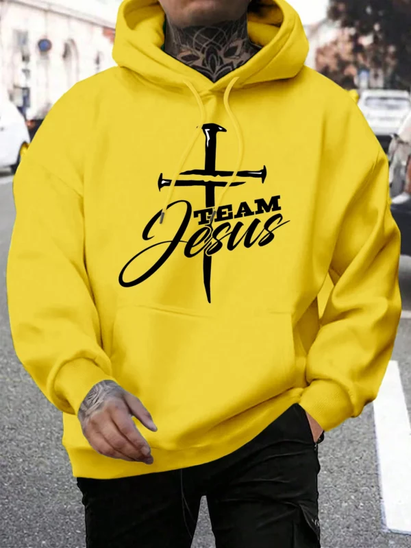 Sweat-shirt à capuche pour hommes, Design de l'équipe de jésus imprimé, mode chaude, décontracté, avec poches, grande taille, Streetwear, automne – Image 3