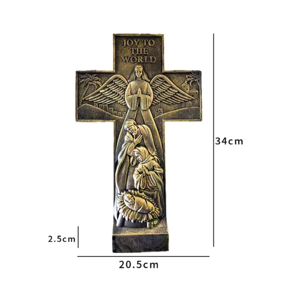 Croix murale en résine exquise, Crucifix chrétien 3D fabriqué à la main, décoration de maison, cadeau religieux pour hommes, ornement de noël et d'église – Image 12