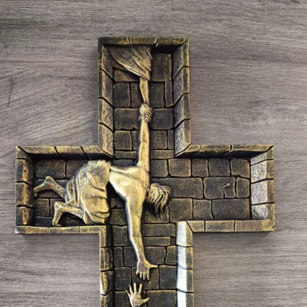 Croix murale en résine exquise, Crucifix chrétien 3D fabriqué à la main, décoration de maison, cadeau religieux pour hommes, ornement de noël et d'église – Image 13