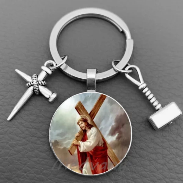 J'aime Jésus porte-clés en verre, porte-clés de bénédiction croisée, porte-clés de voiture, bijoux religieux, mode foi chrétienne, 2024 – Image 15