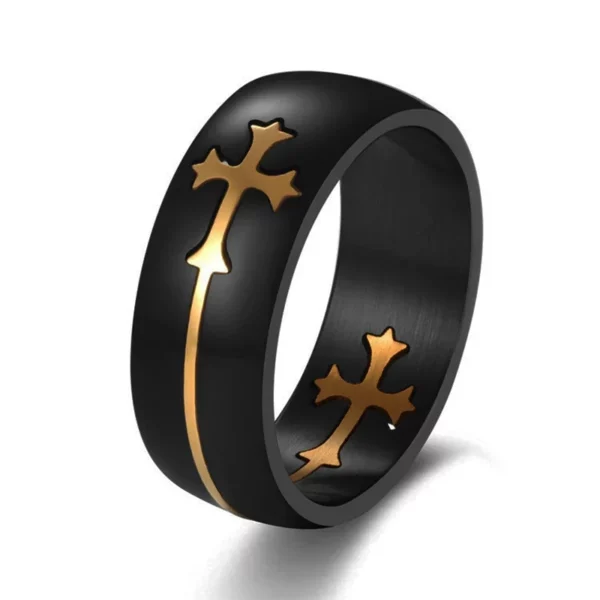 Bague de Couple gothique en acier inoxydable, anneau détachable personnalisé avec croix de jésus, bijoux Punk de luxe personnalisés, cadeau de mariage – Image 7