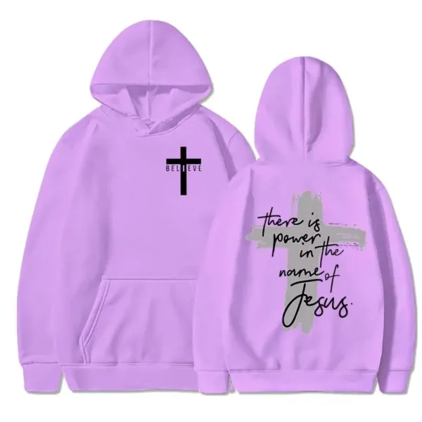 Il y a du pouvoir dans le nom de Jésus sweat à capuche graphique unisexe croix foi sweats femmes/hommes foi chrétienne essentiel sweats à capuche – Image 15