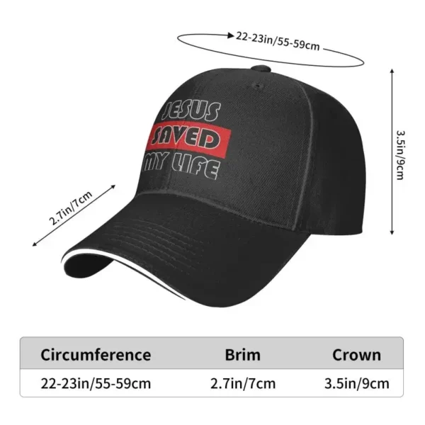 Casquette de baseball classique unisexe avec croix chrétienne, chapeau de papa réglable, hommes et femmes, Hip Hop, adulte, Jésus a sauvé ma vie – Image 4
