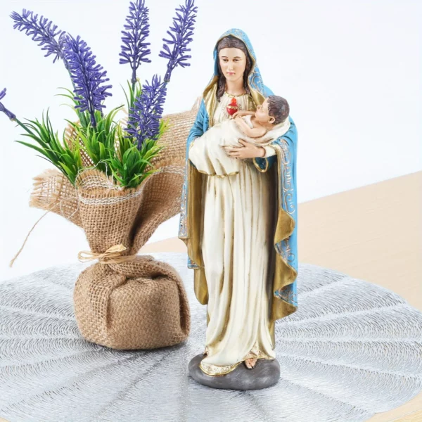 Statue de la Vierge Catholique et de l'Enfant Jésus, 1 Pièce, Sainte Mère, Vierge Marie, Décoration Intérieure Inspirante – Image 6