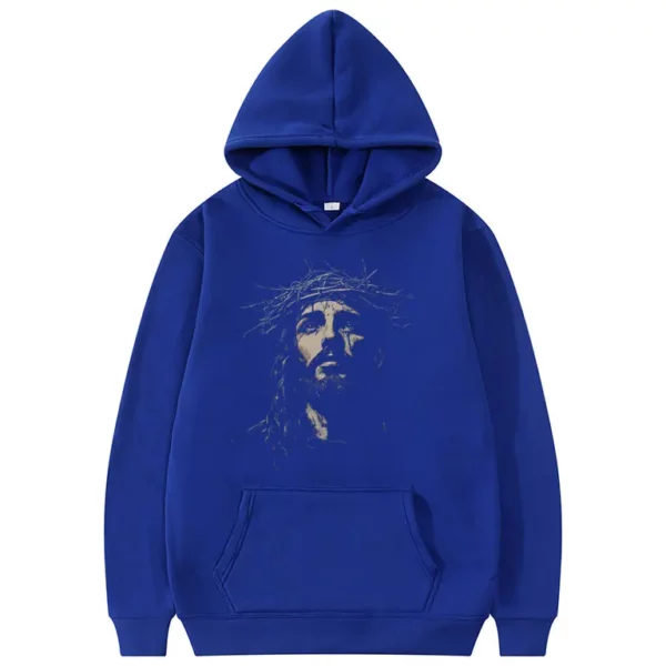 Sweat à capuche avec visage Vintage de jésus pour hommes et femmes, sweat-shirt religieux chrétien, gothique Rock, pull surdimensionné, Streetwear esthétique – Image 3