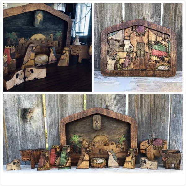 Puzzle de Jésus en bois pour la décoration de la maison, jeu de puzzle de Noël, conception unique brûlée, bureau drôle, FigAuckland, Nativité – Image 18