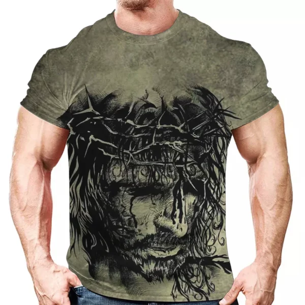 T-shirt vintage Jésus Christ pour hommes, vêtements pour hommes, haut précieux, impression HD, décontracté, manches courtes, rue, t-shirts de haute qualité – Image 17