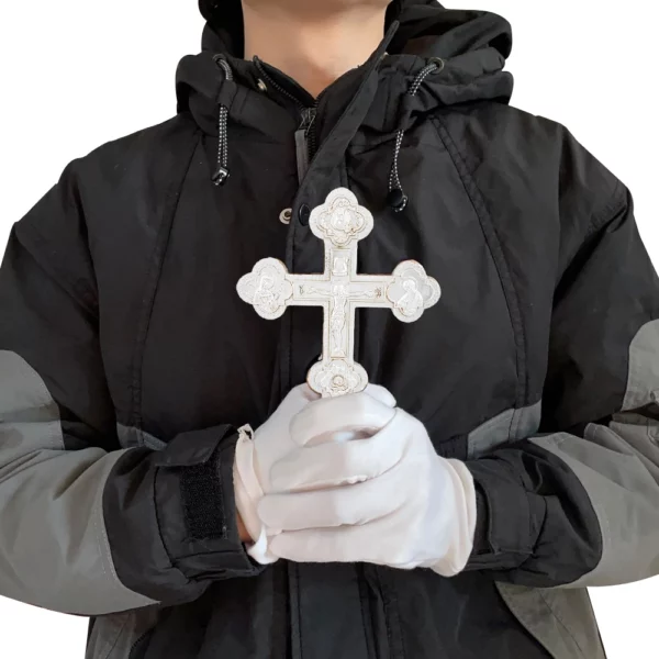 Croix de jésus orthodoxe Croix orthodoxe à main 8,5 pouces en alliage de zinc croix dorée culte prière baptême orthodoxe – Image 14