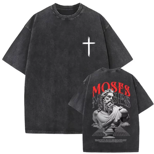 T-shirt délavé Vintage pour hommes et femmes, style religieux chrétien, jésus pardonne le père, gothique Rock, surdimensionné, Streetwear – Image 17