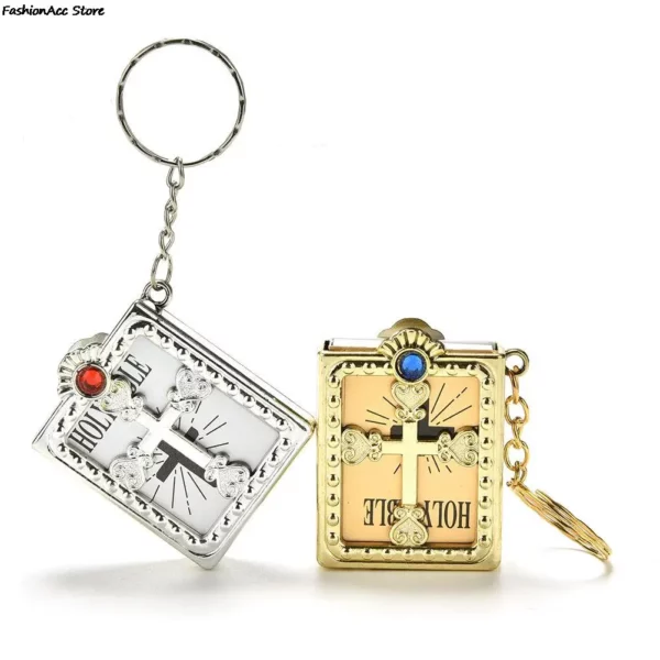 Mini porte-clés de la saint Bible, 1 pièce, papier Miniature religieux anglais, spirituel, chrétien, couverture de jésus, cadeau – Image 5