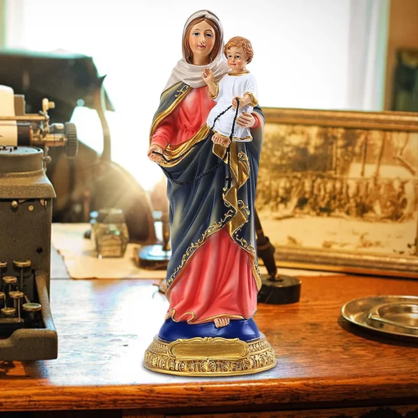 Statue de marie bébé jésus en résine, Collection catholique, Sculpture artisanale du Christ – Image 2