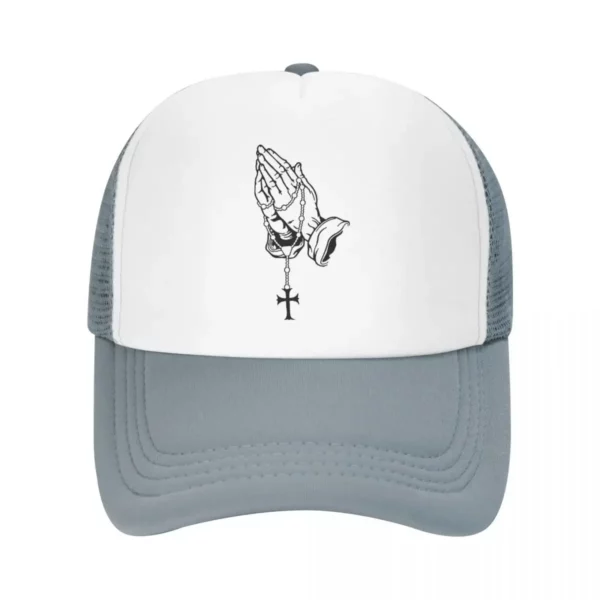Casquette de camionneur réglable pour adultes, chapeaux Snapback Hip Hop, Jésus, Marie, Dieu chrétien, Foi, Mains en prière, Baseball – Image 7