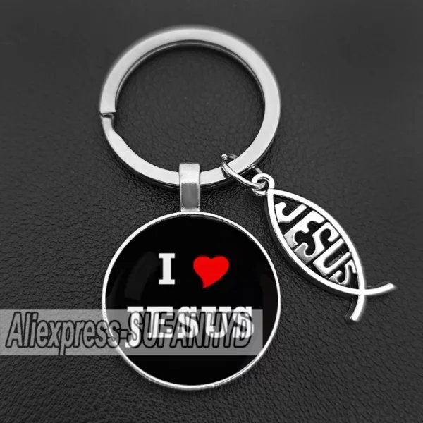 J'aime Jésus porte-clés pour femmes porte-clés chrétien croix cadeau pour hommes – Image 4