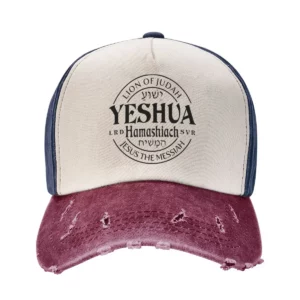 Chapeaux cadeaux chrétiens Yeshua Hamashiach jésus le Messie casquette de Baseball en Denim délavé Lion de Juda papa chapeau réglable
