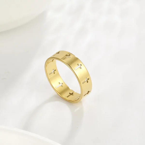Skyrim – bague de fiançailles en acier inoxydable pour hommes et femmes, croix creuse, surnaturelle, jésus, bijoux de Couple, cadeaux d'anniversaire, 2025 – Image 17