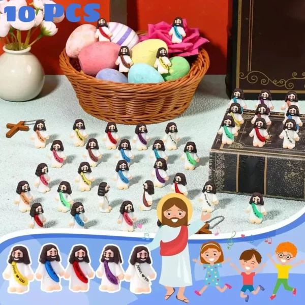 Statues de jésus miniatures en PVC, 10 pièces, ornement de table, figurines religieuses, décoration d'ambiance Festive pour fête de noël et de pâques – Image 3