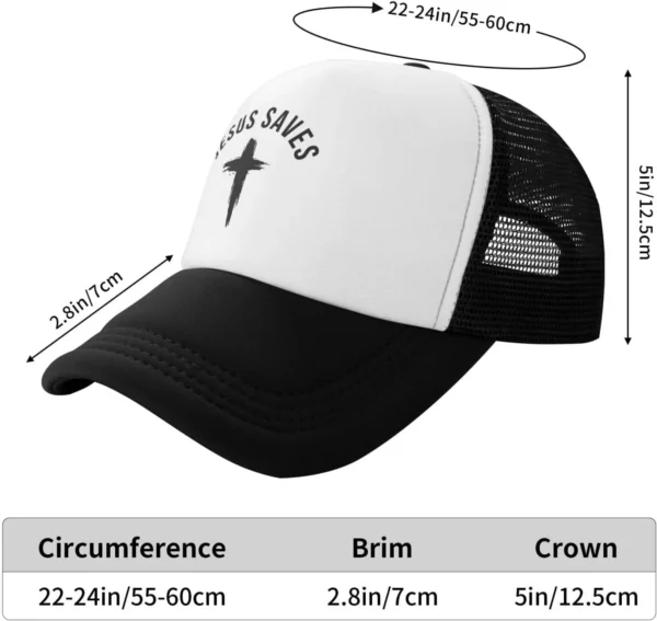 Casquette de baseball en maille pour hommes et femmes, chapeau de camionneur, Snapback noir, drôle, Jésus sauve la croix, dieu chrétien, foi, américains – Image 43