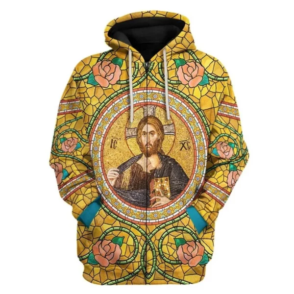 Sweats à capuche College en 3D pour hommes, motif de la Vierge Marie, sweats à capuche zippés, mode masculine, sweat à capuche PVD, survêtement respirant, vêtements de combinaison pour hommes – Image 5