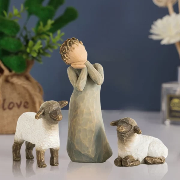 Sculptures créatives du saint jésus, ornements en résine, Statues de berger religieux catholique, Figurine de collection, décoration artisanale pour la maison – Image 3