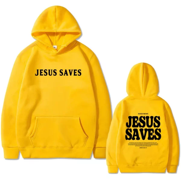 Sweat à capuche imprimé verset de la Bible pour hommes, pull chrétien, bonne nouvelle, Jésus sauve pour Dieu si aimé, streetwear masculin, sourire décontracté, mode – Image 10