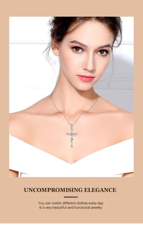Eudora nouveau 925 en argent Sterling Crucifix croix collier jésus amulette pendentif religieux hommes femmes bijoux personnalité cadeaux – Image 16