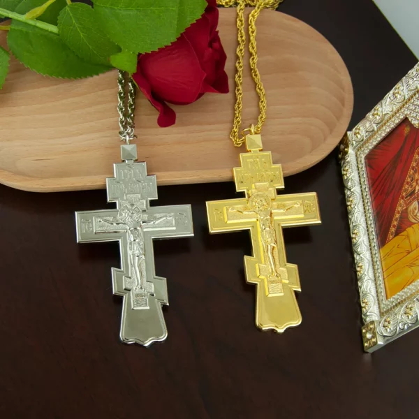 Pendentif croix de Jésus orthodoxe, pasteur de l'église, collier en alliage, poitrine, fournitures rituelles religieuses, prière, prière – Image 8