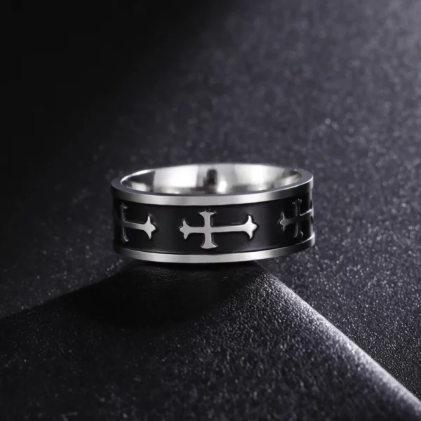 HIPEE-Bague de couple en acier inoxydable pour homme, personnalisée, hip hop, croix, fiançailles, cadeau de mariage, bijoux fantaisie, tendance – Image 2