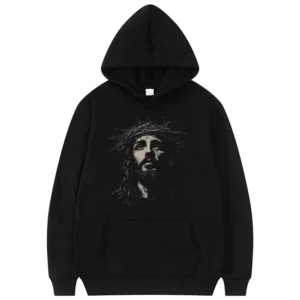Sweat à capuche avec visage Vintage de jésus pour hommes et femmes, sweat-shirt religieux chrétien, gothique Rock, pull surdimensionné, Streetwear esthétique